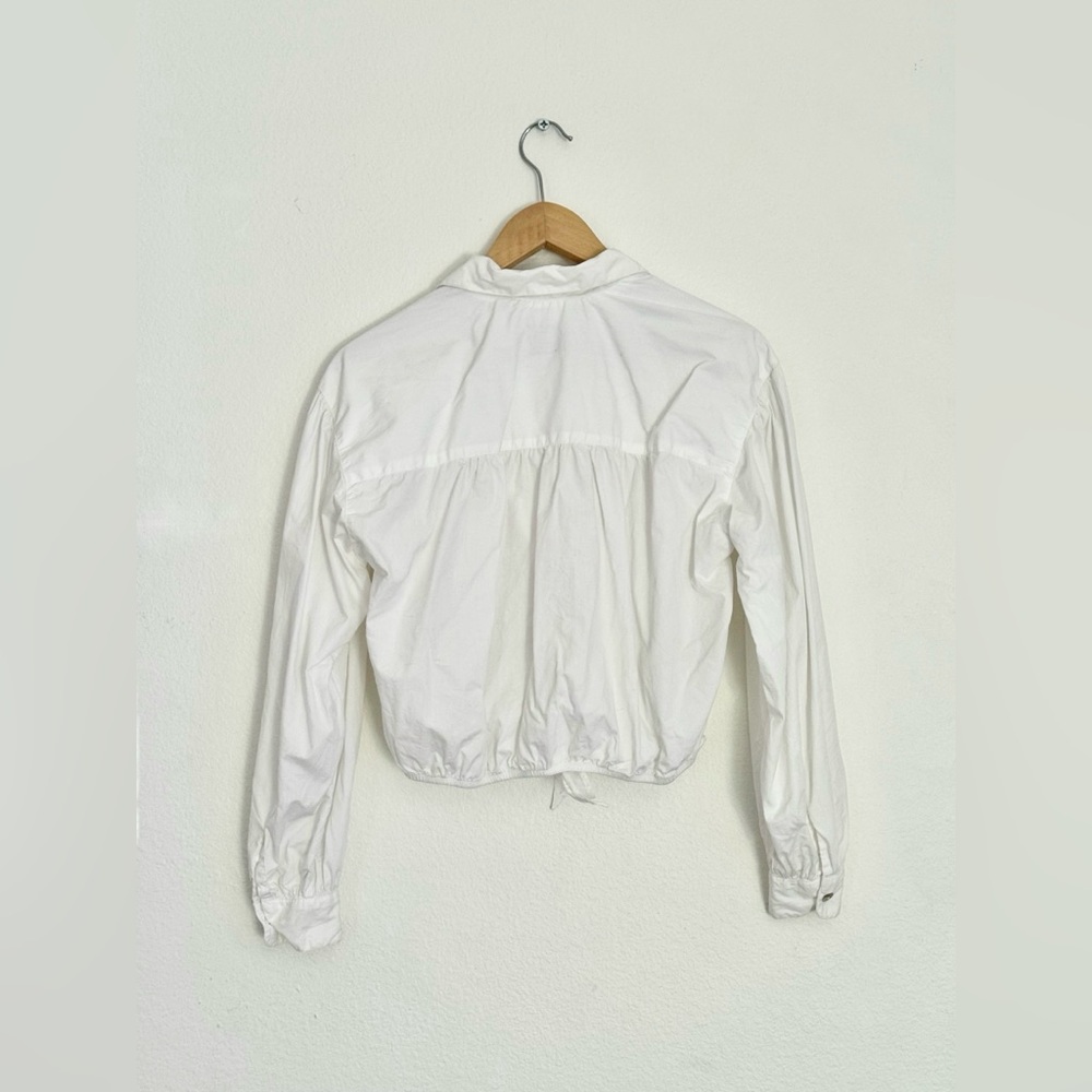 Vintage 90s Cropped White Blouse by LizSport - Picture 3 of 7